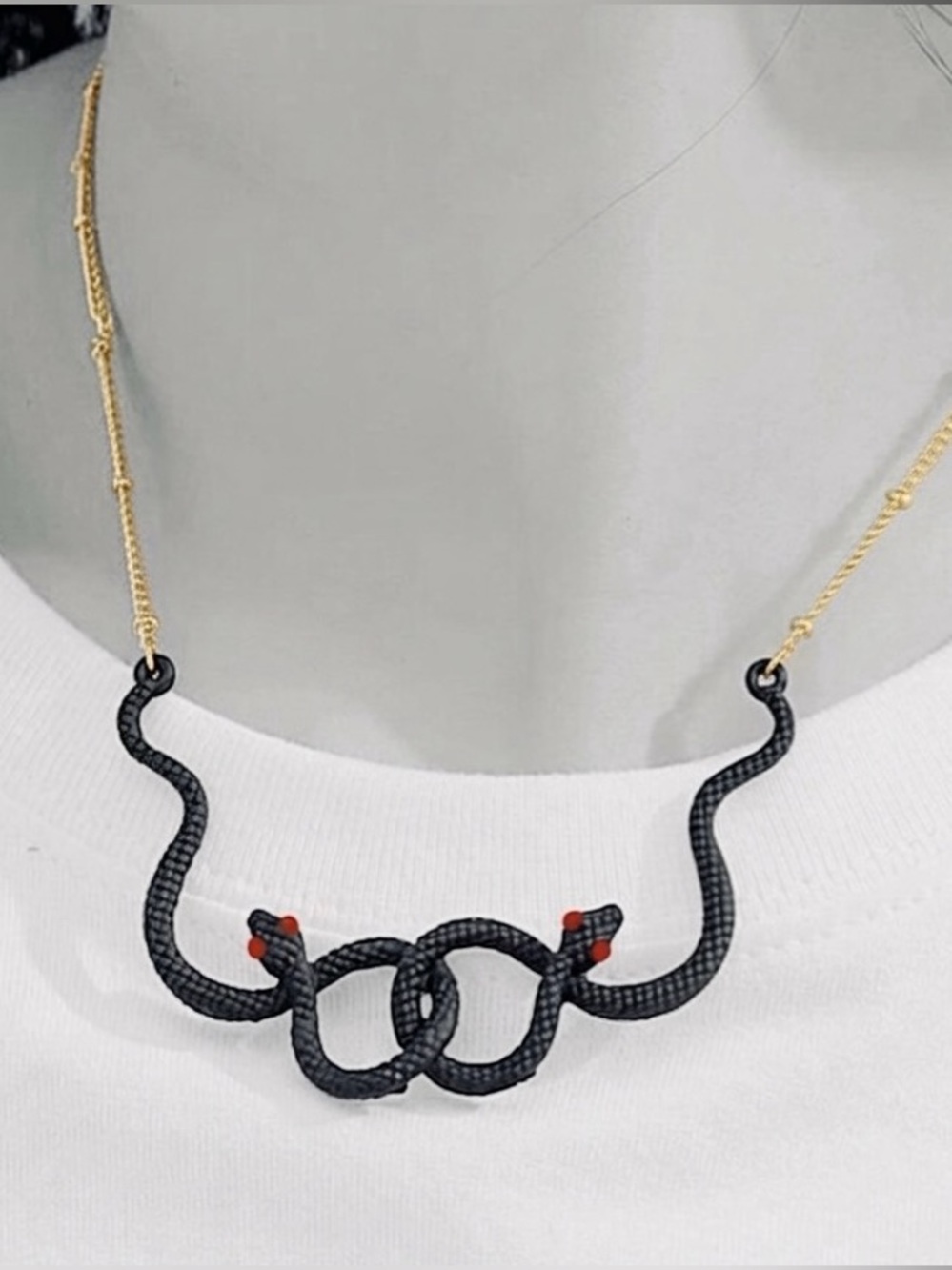 Auryn Black Snake Ouroboros Neverending Story Medusa Endless Knot Witch Necklace